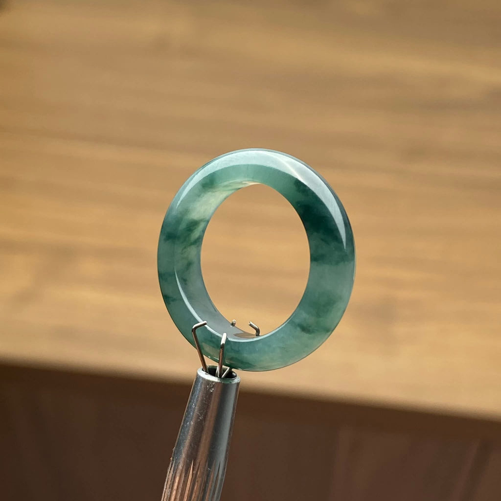 Artisan "Floating Moss" Jadeite Ring