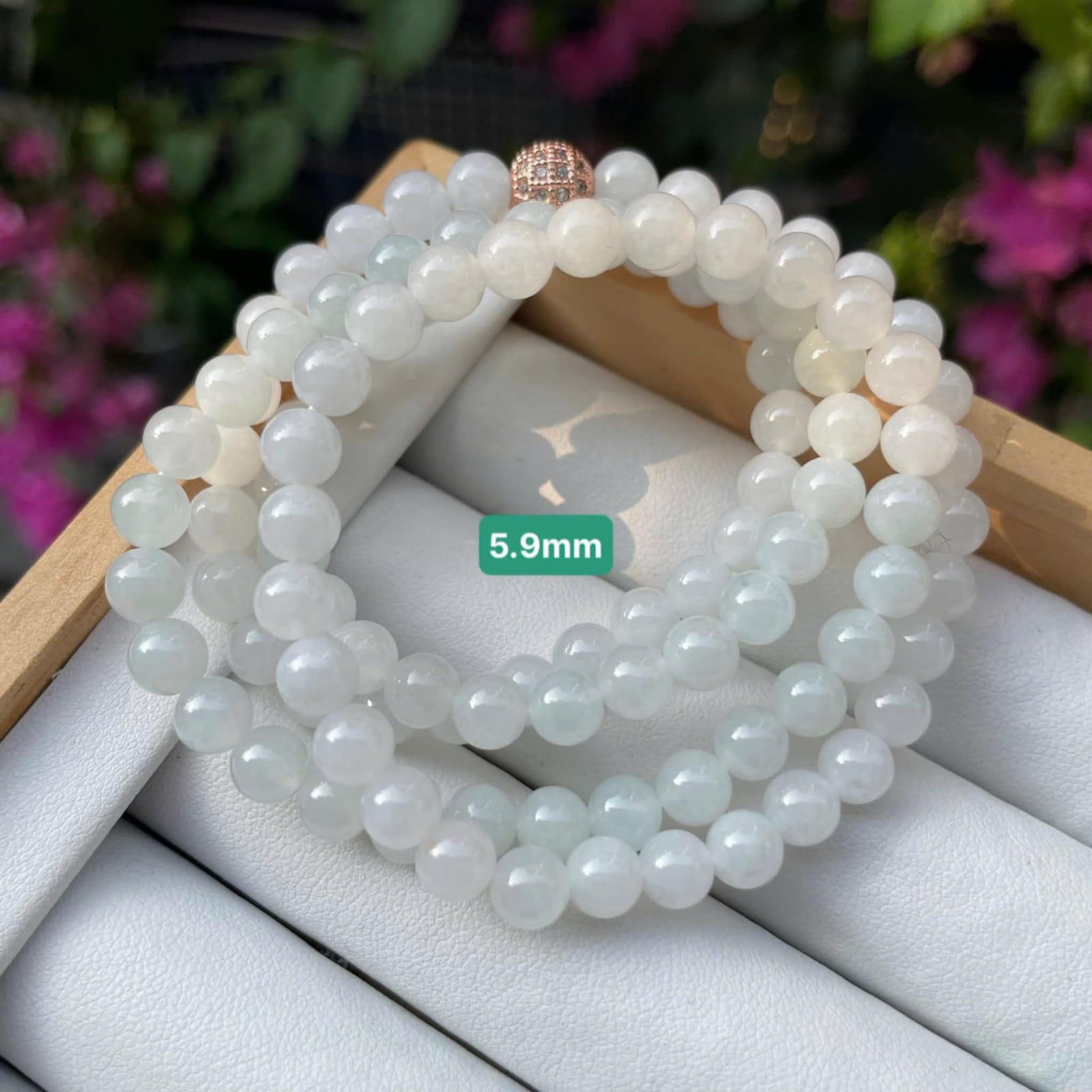 Ethereal White Jadeite Bead Bracelet