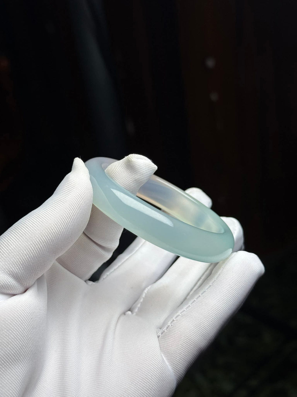 Ethereal Sky-Blue Chalcedony Bangle